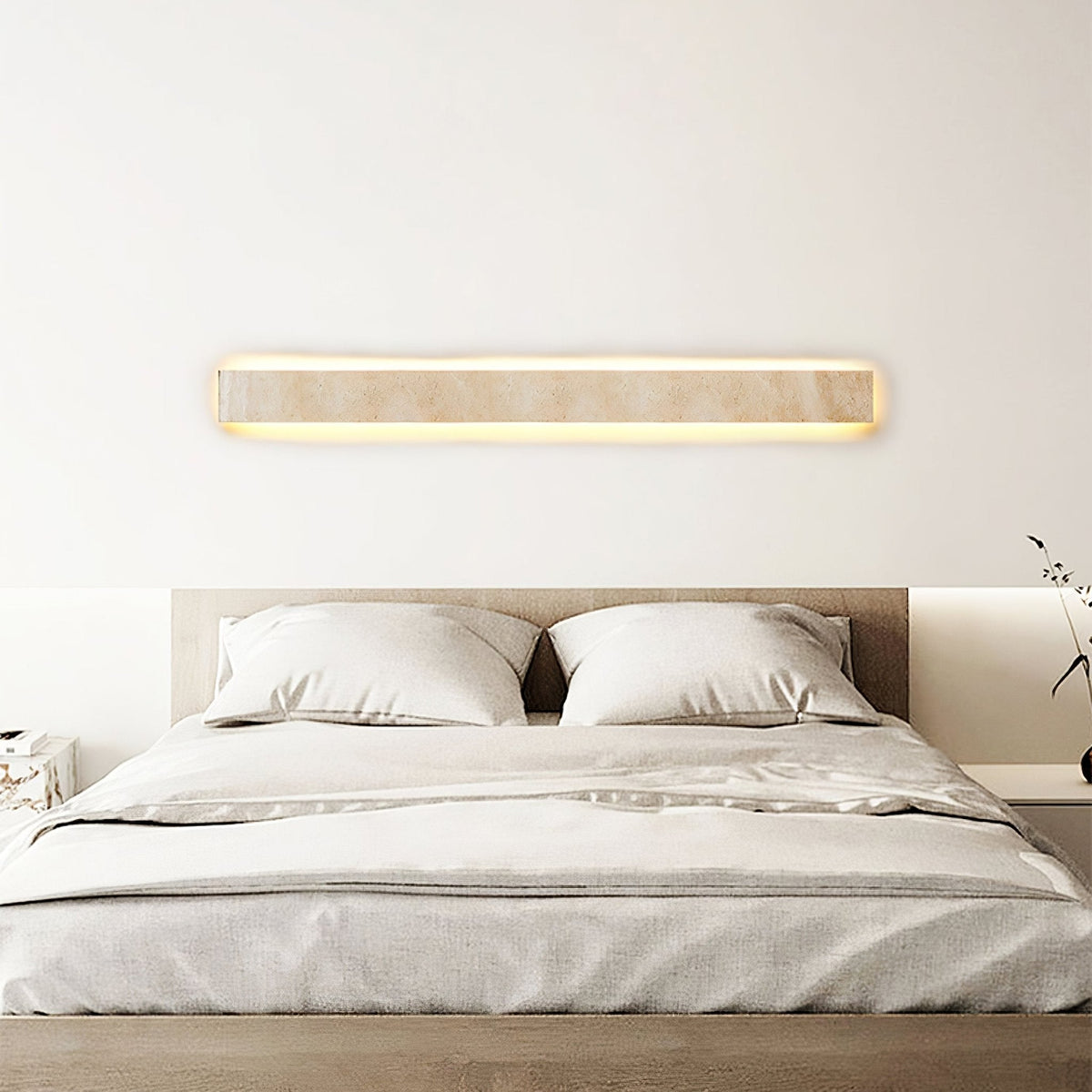 Tavoelia Slim Rectangle Travertine Linear Wall Light