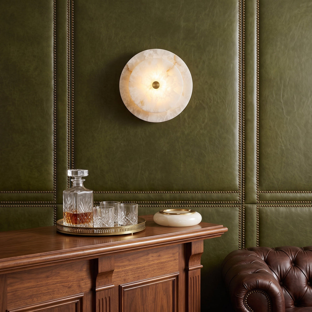 Ravelford Disc Alabaster Wall Sconce