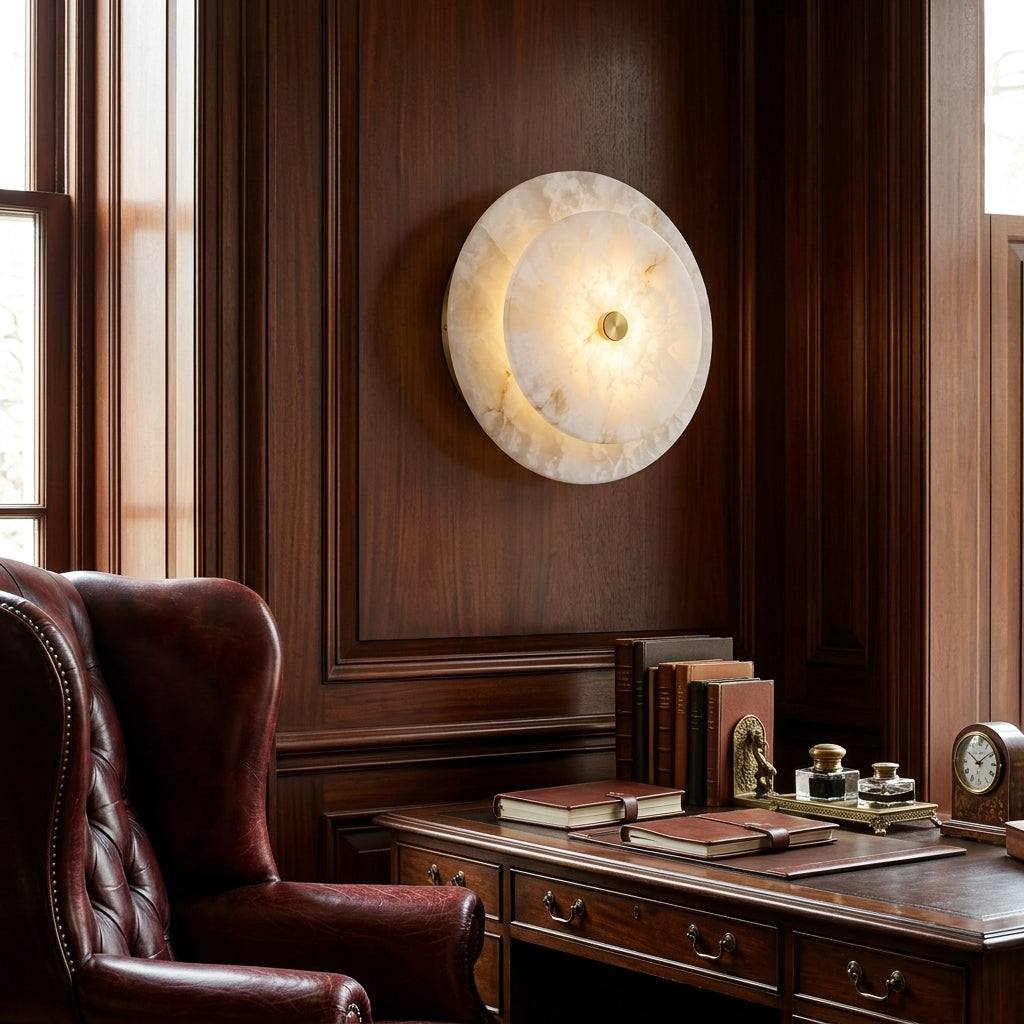 Ravelford Disc Alabaster Wall Sconce