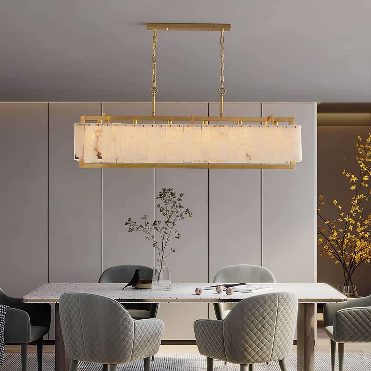 Nivivenne Rectangular Alabaster Pendant Light