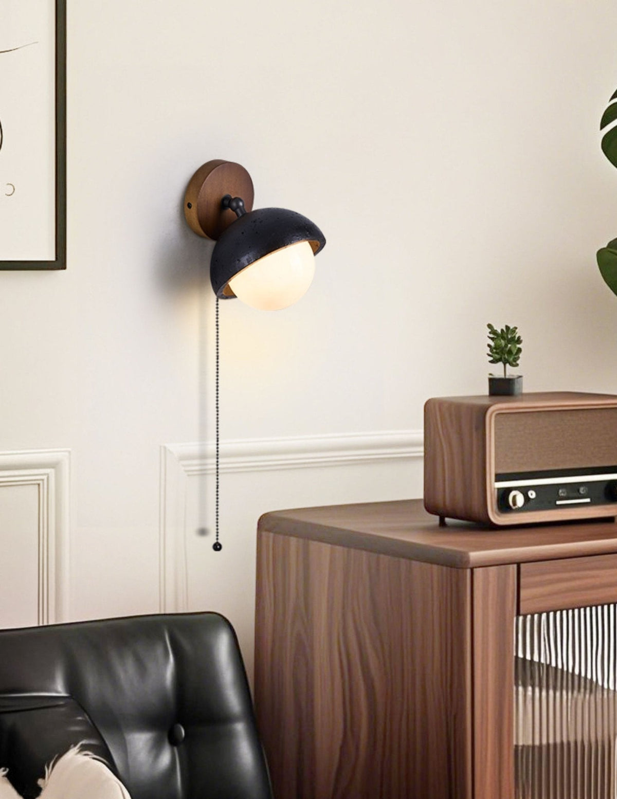 Serenaria Globe Black Travertine Pivot Sconce