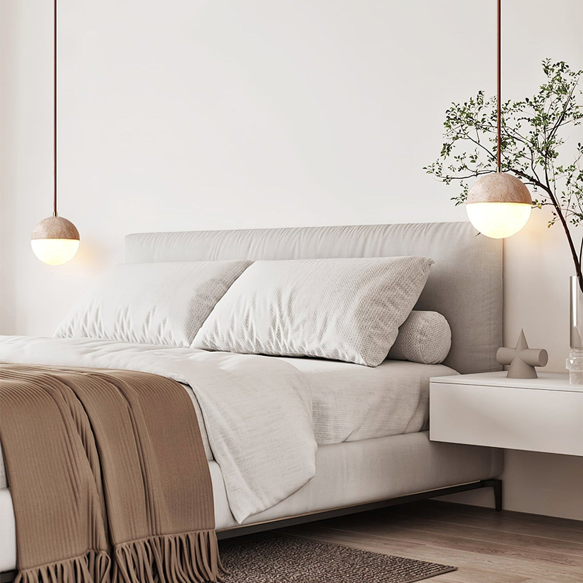 Soren Minimalist Travertine Pendant Light