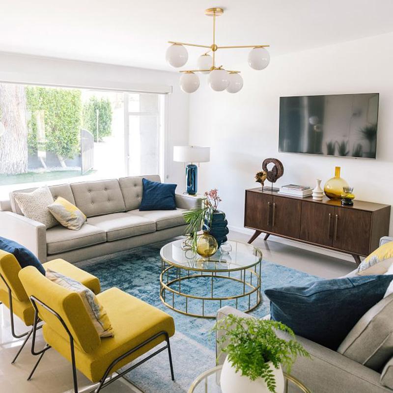 Leander Chandelier Sphere & Stem Modern Gold LED