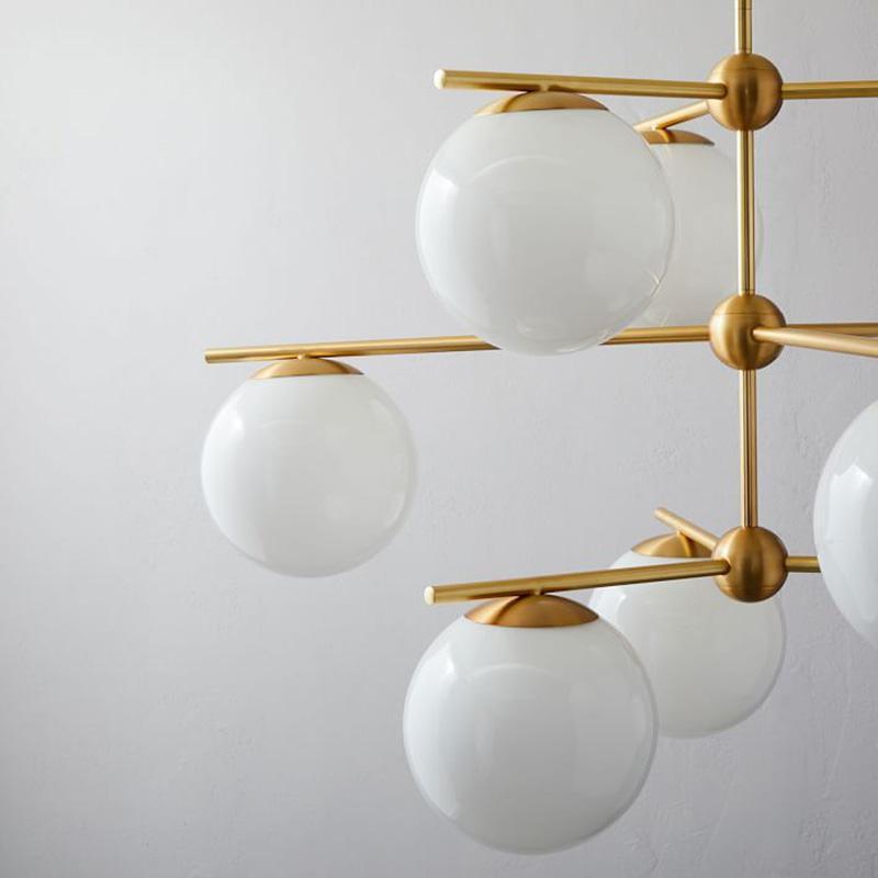 Leander Chandelier Sphere & Stem Modern Gold LED