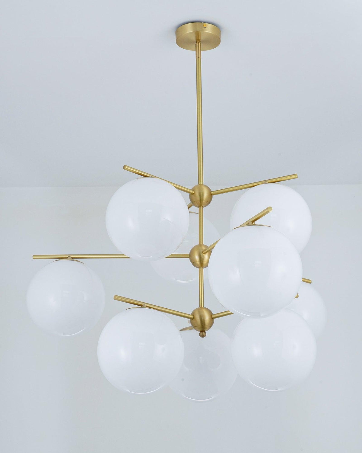 Leander Chandelier Sphere & Stem Modern Gold LED