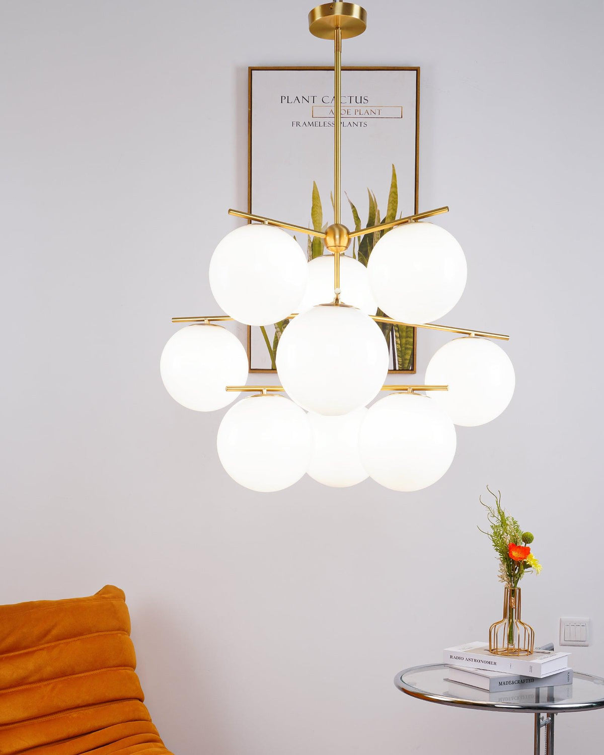 Leander Chandelier Sphere & Stem Modern Gold LED