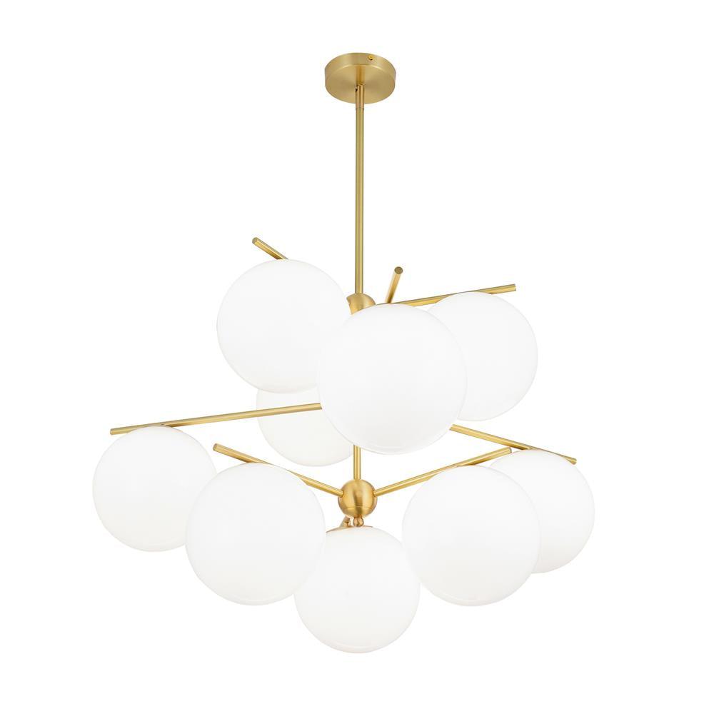 Leander Chandelier Sphere & Stem Modern Gold LED