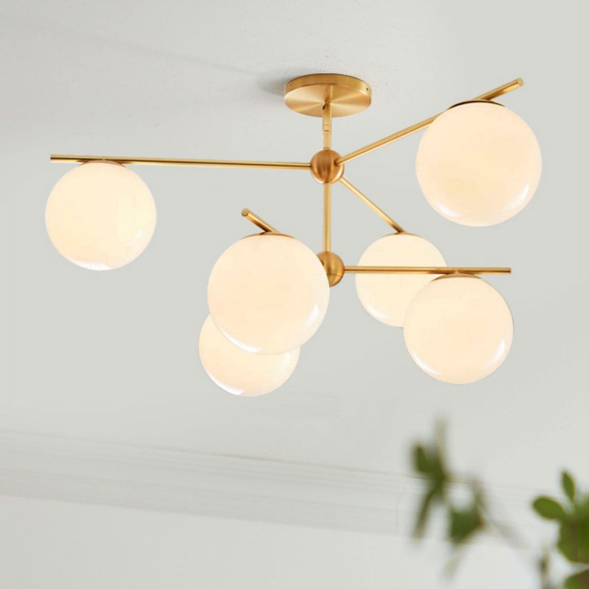 Leander Chandelier Sphere & Stem Modern Gold LED