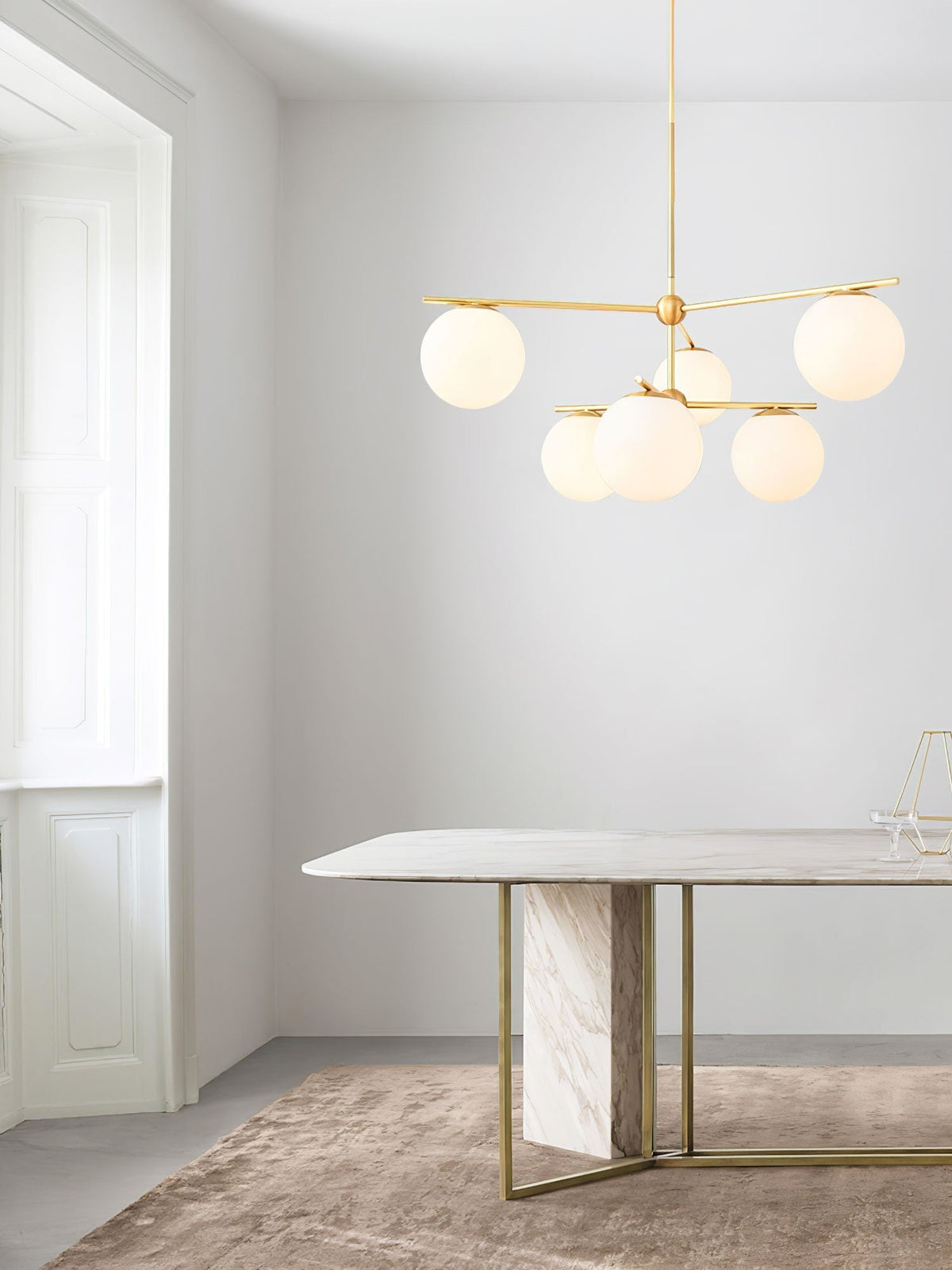 Leander Chandelier Sphere & Stem Modern Gold LED