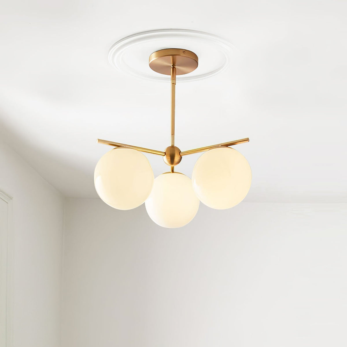 Leander Chandelier Sphere & Stem Modern Gold LED