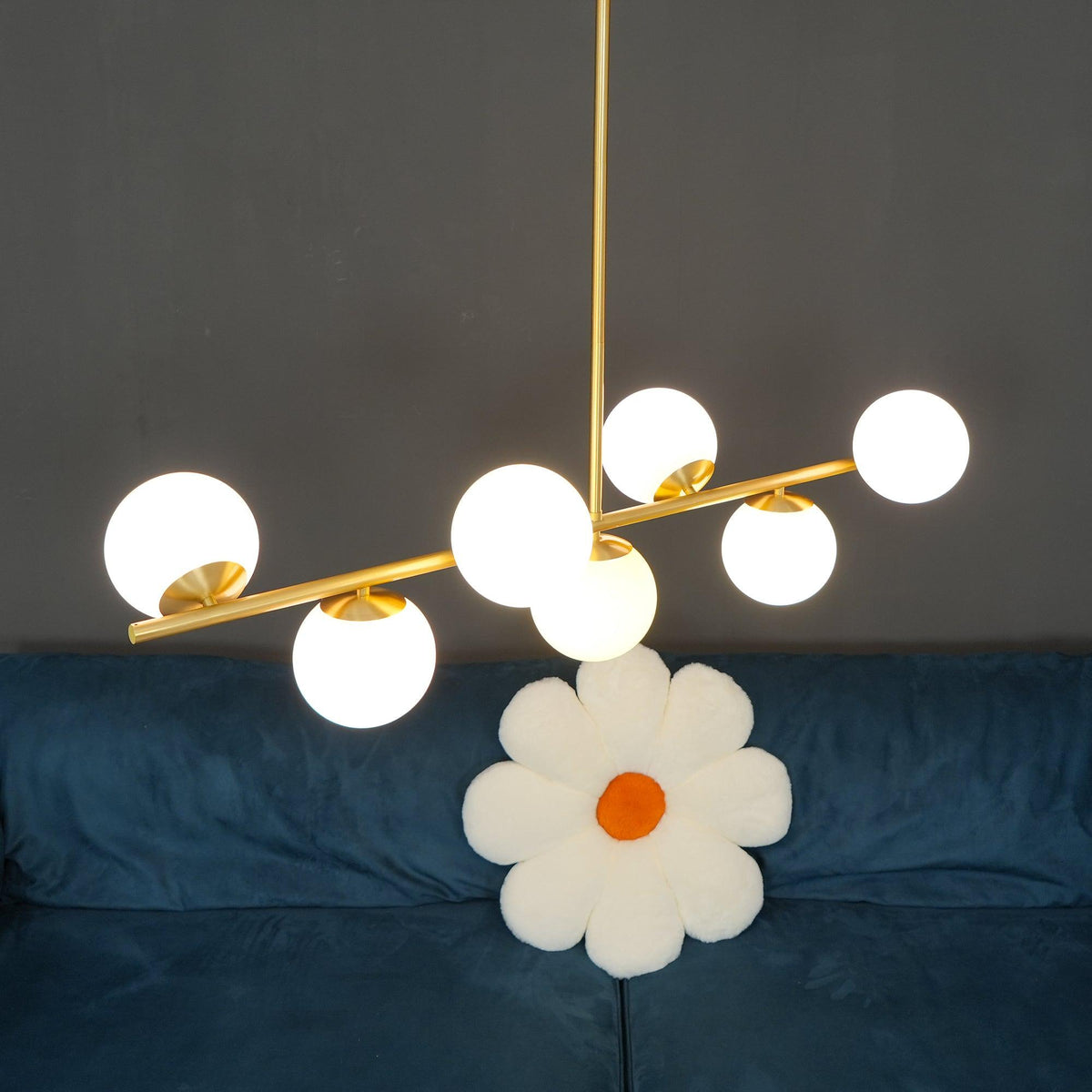 Leander Chandelier Sphere & Stem Modern Gold LED