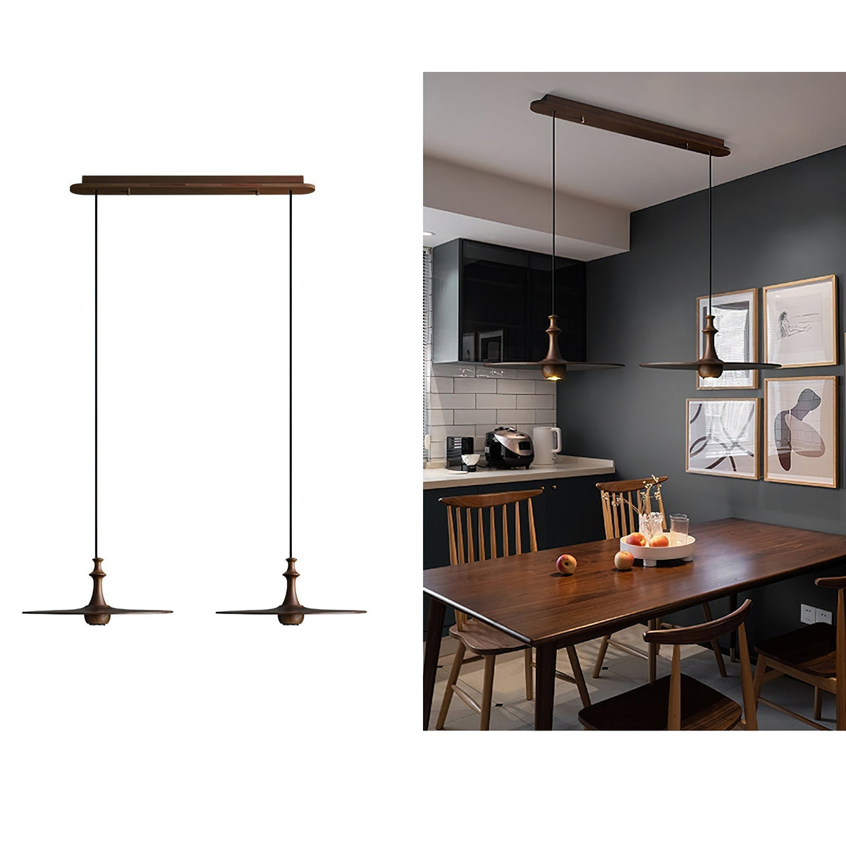Syrinyra Sculptural Wood Disc Pendant Light