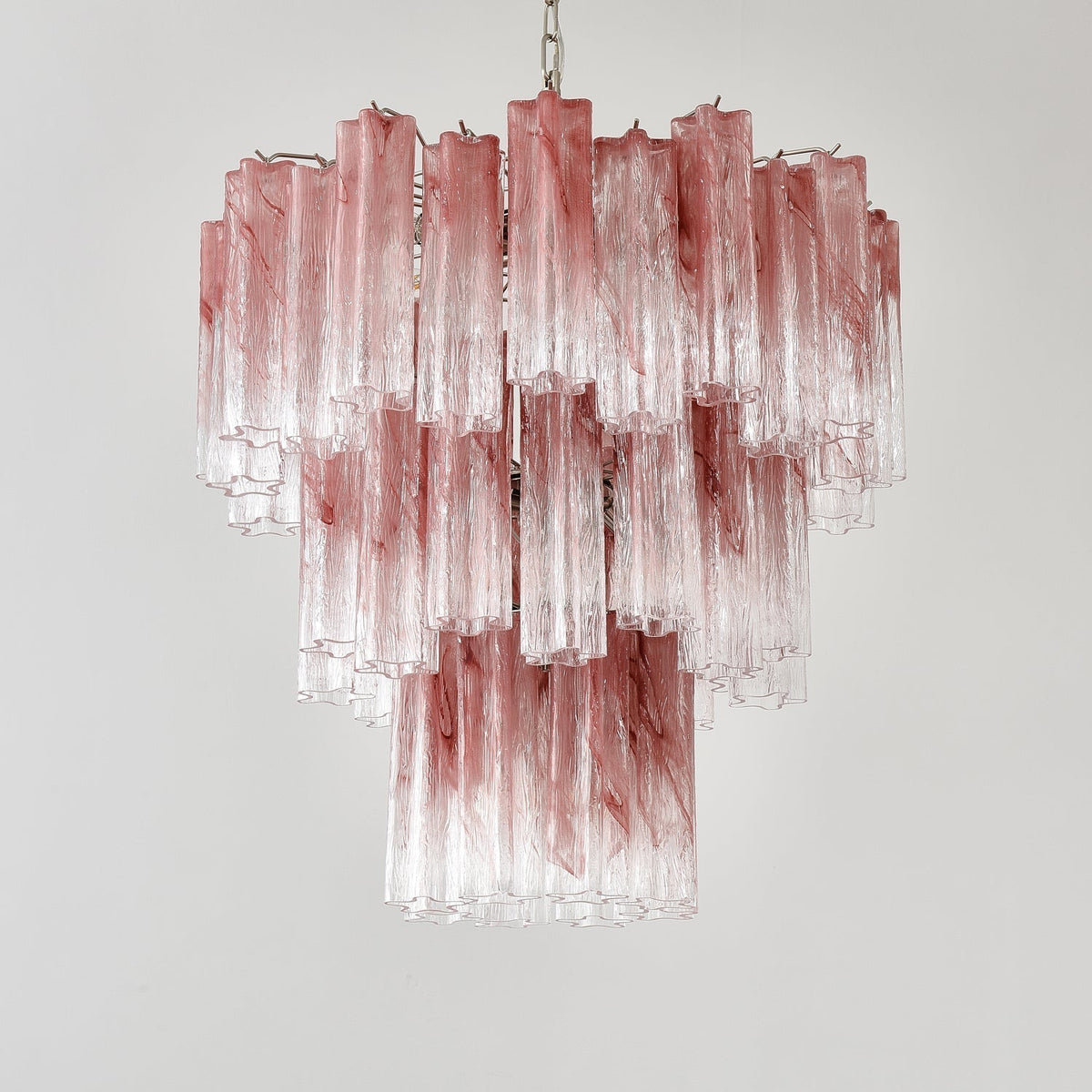 Liorinira Chandelier Pink Glass Tubes Layered Modern