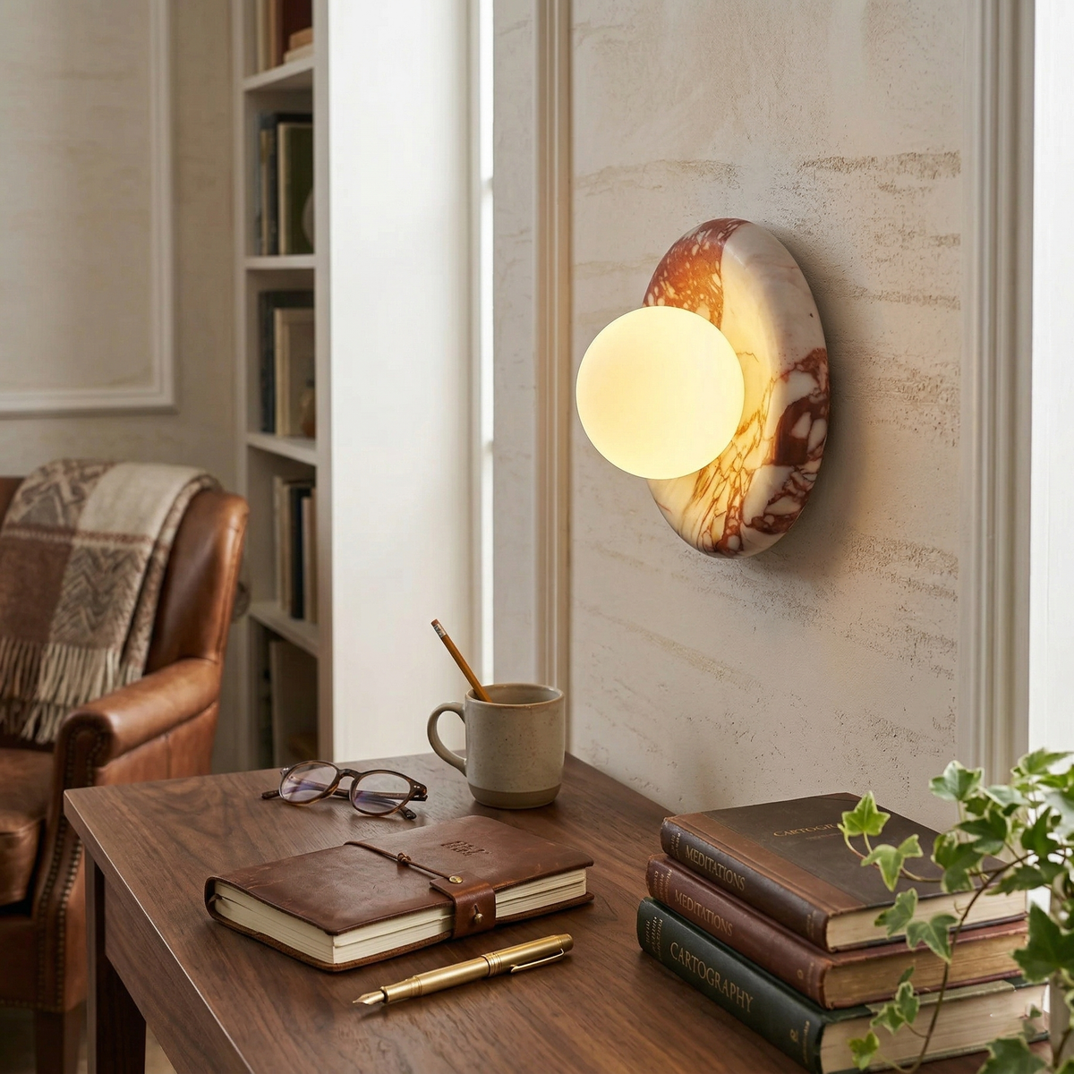 Dojan Red Marble Indoor Wall Light