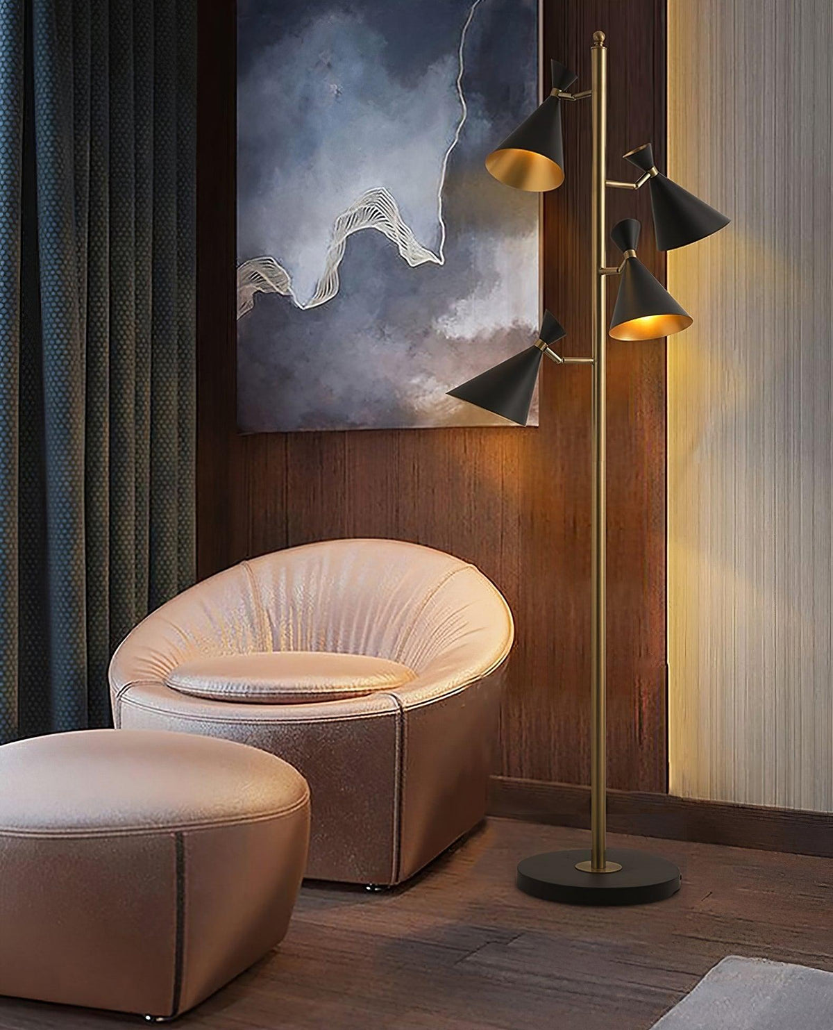 Solineria Gold & Black Marble Floor Lamp
