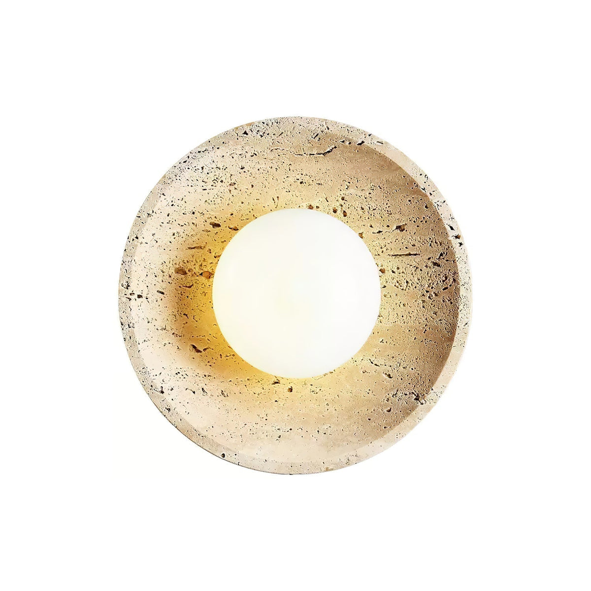 Tavik Bowl-Frame Travertine Wall Light