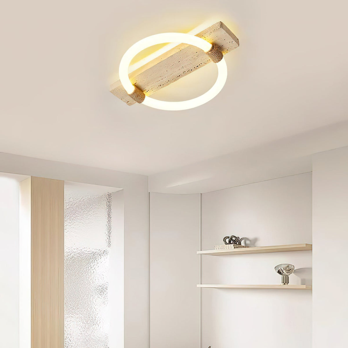 Elmaryra Ringed Travertine Wall Light / Ceiling Light