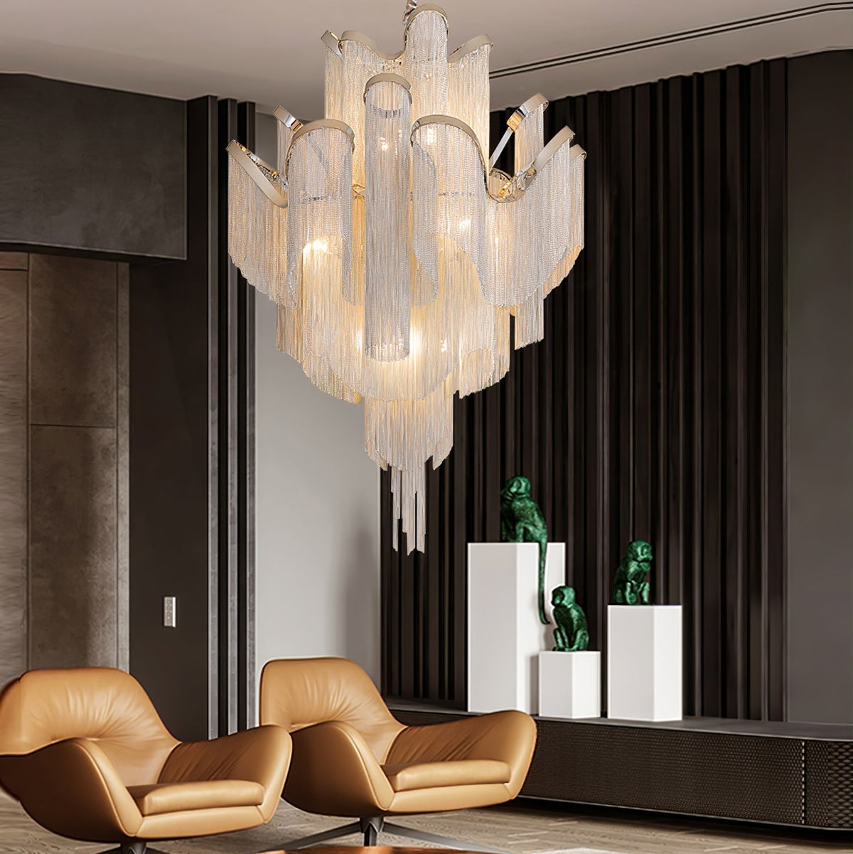 Lustra Pendant Lamp Stream Chain Nickel