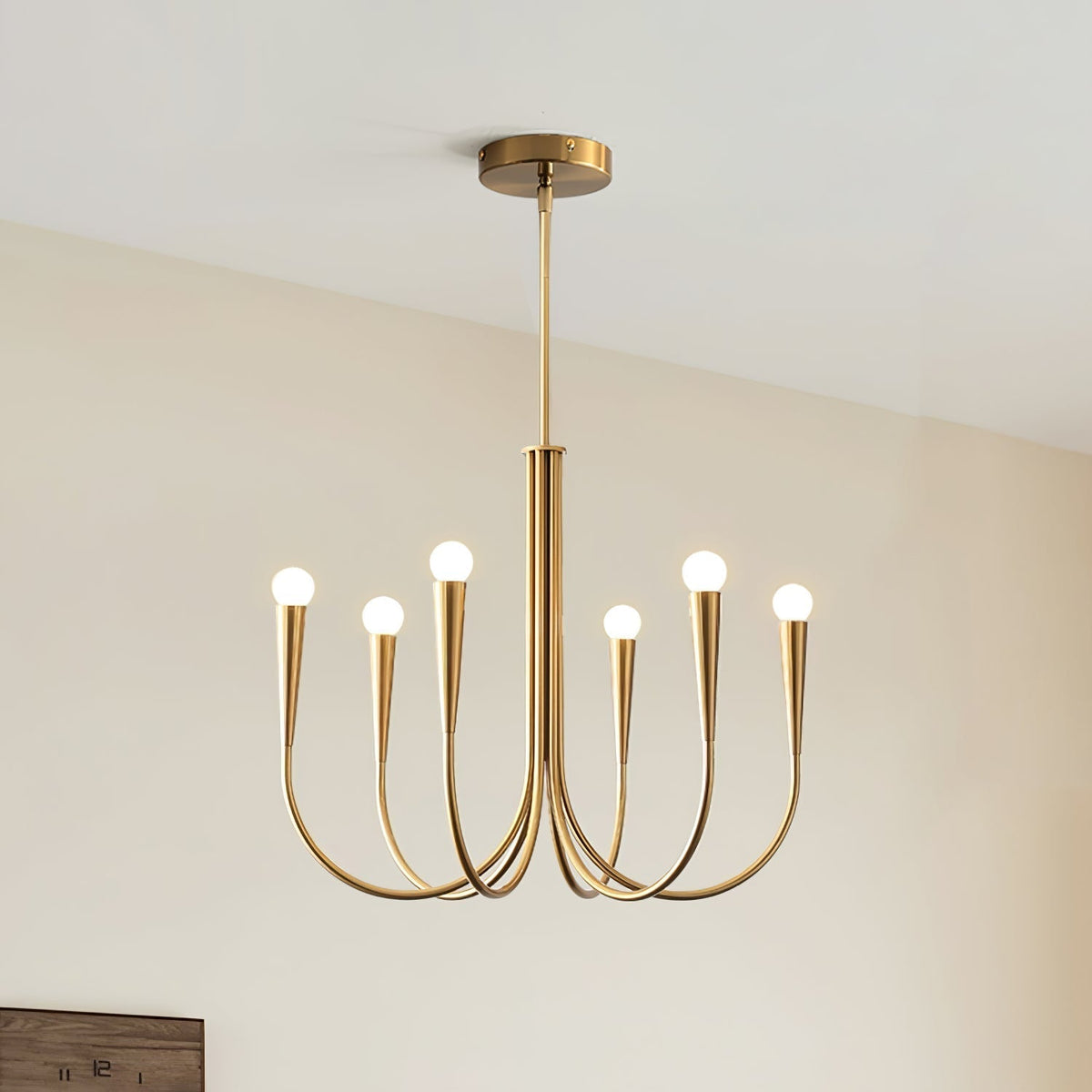 Orioaria Chandelier Swoop Arm Brass Minimalist