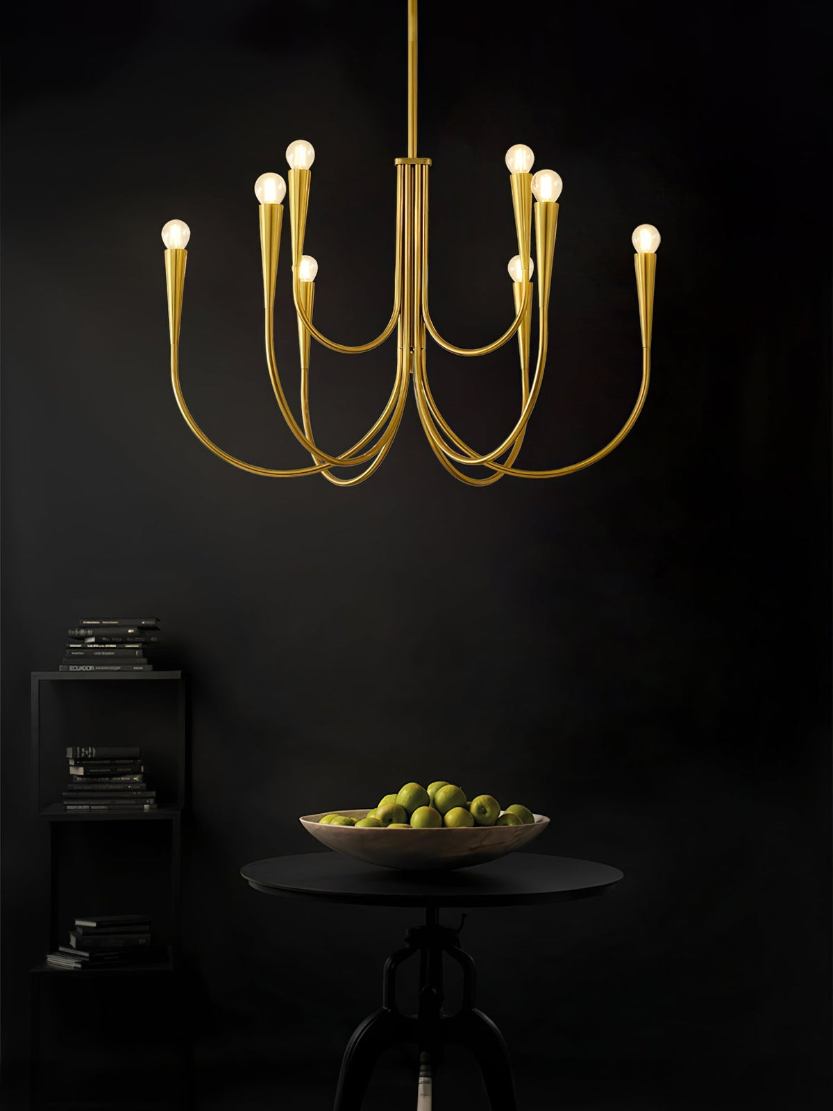 Orioaria Chandelier Swoop Arm Brass Minimalist