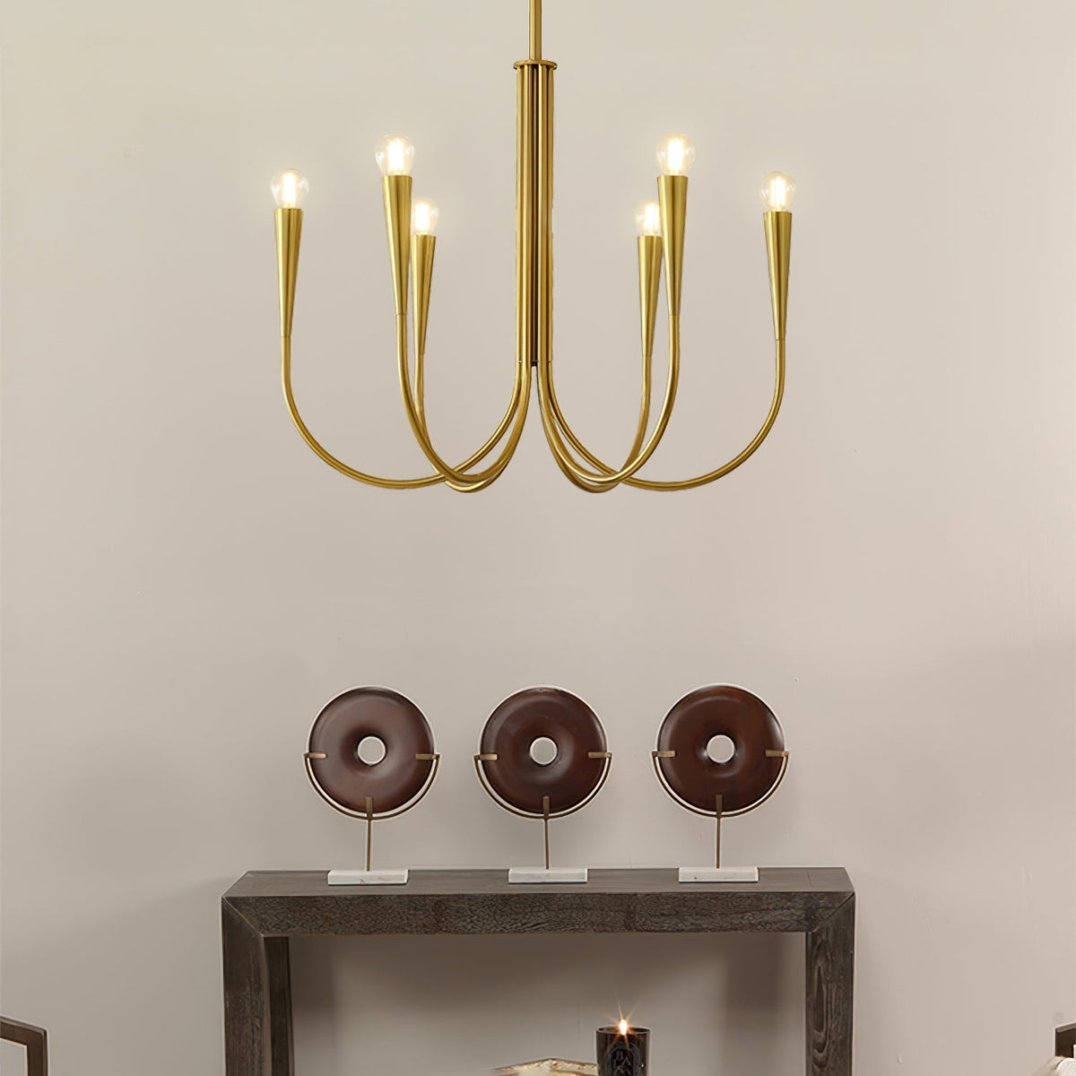 Orioaria Chandelier Swoop Arm Brass Minimalist