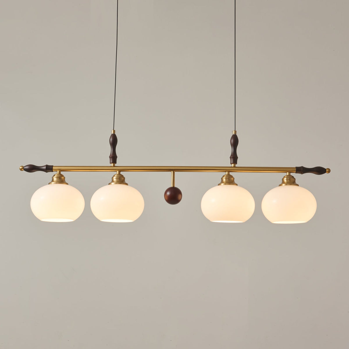 Runell Premium Elegance Traditional Wood Glass Pendant Lamp
