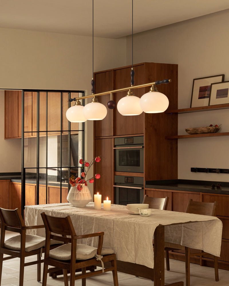 Runell Premium Elegance Traditional Wood Glass Pendant Lamp