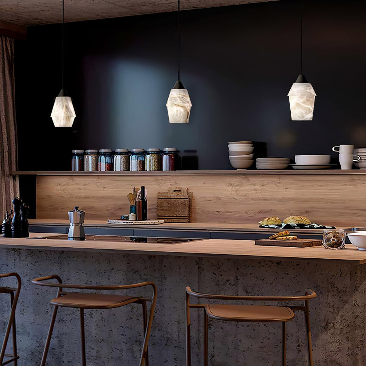 Ostara Brass & Alabaster Pendant Lamp