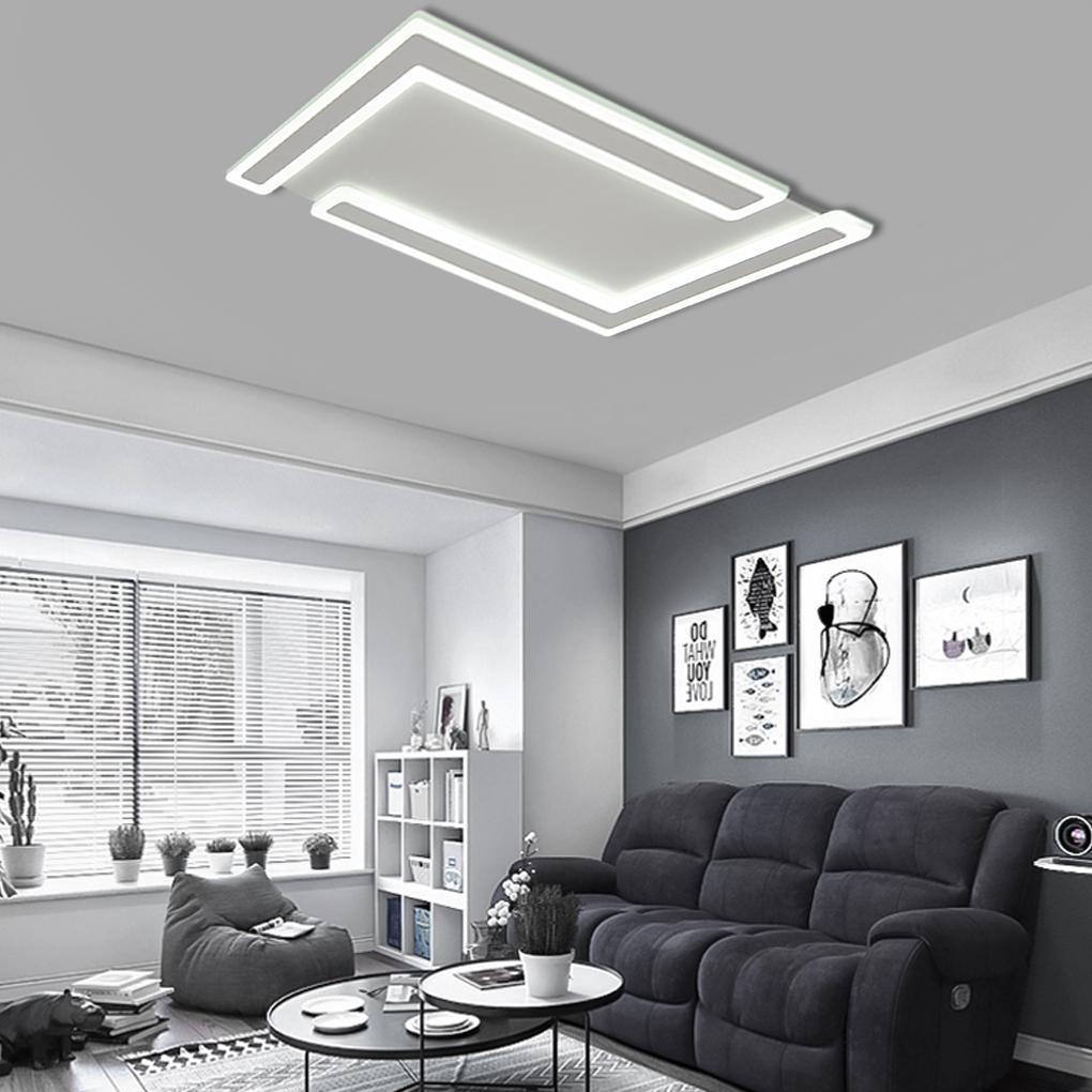 White Iron Flat Geometric Flush Mount Ceiling Lights for Living Room - Lamp Outdoor