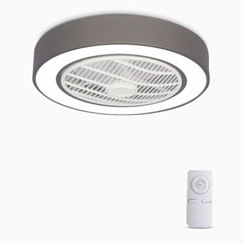 Compact Round Iron Modernized Flush Mount Bladeless Ceiling Fan With LED Lights - Lamp Outdoor