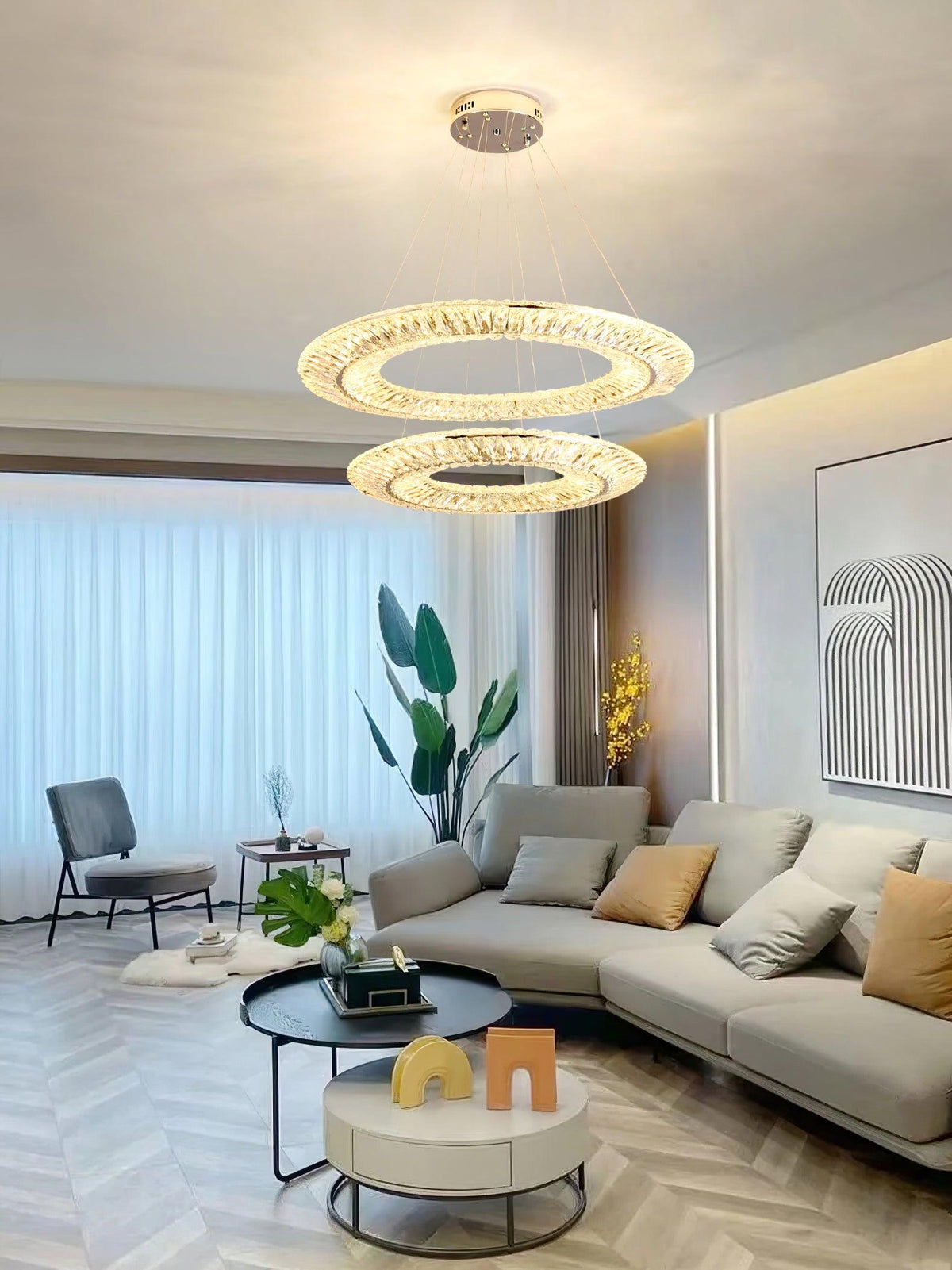 Tev Chandelier Geometric Crystal LED Elegant