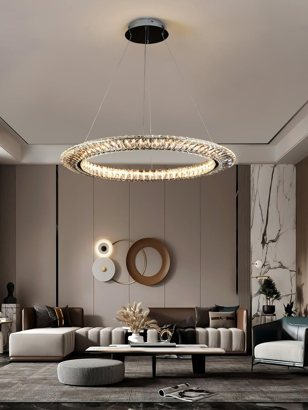 Tev Chandelier Geometric Crystal LED Elegant