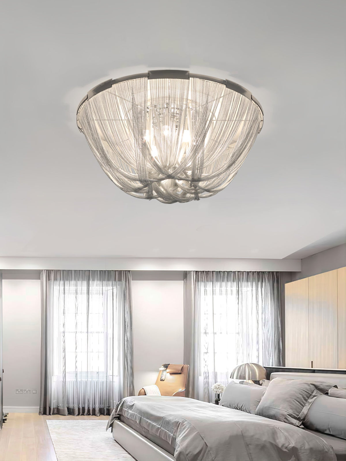 Talj Ceiling Light Tassel Aluminum Chain Nickel Frame