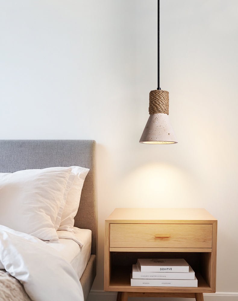 Taverette Vintage Yellow Travertine Rope Pendant Light