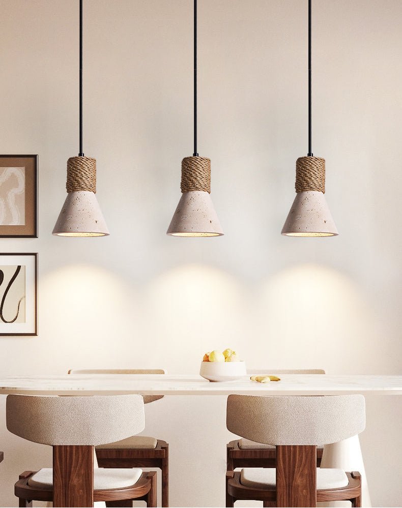 Taverette Vintage Yellow Travertine Rope Pendant Light