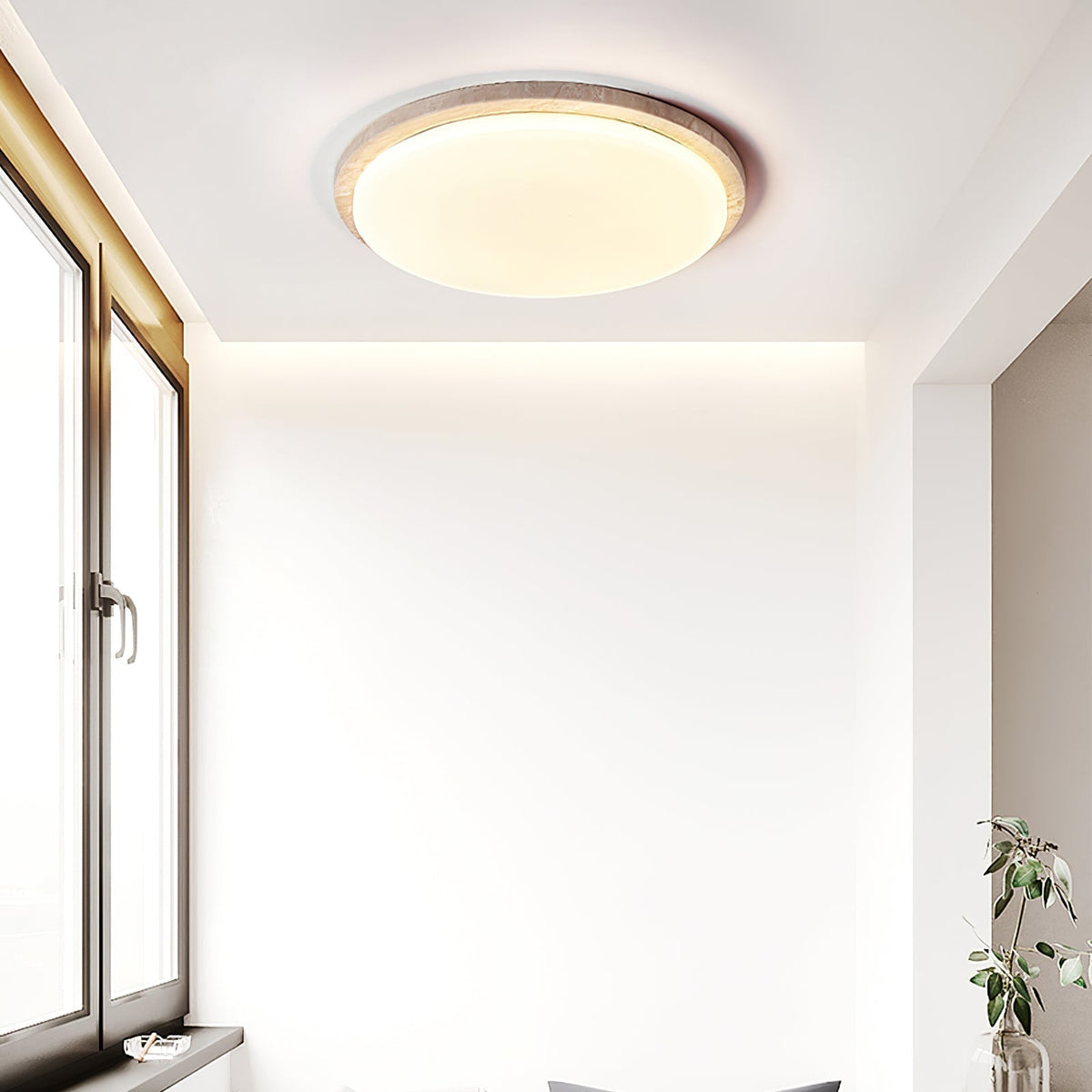 Tavisella Smooth-Rim Travertine Ceiling Light