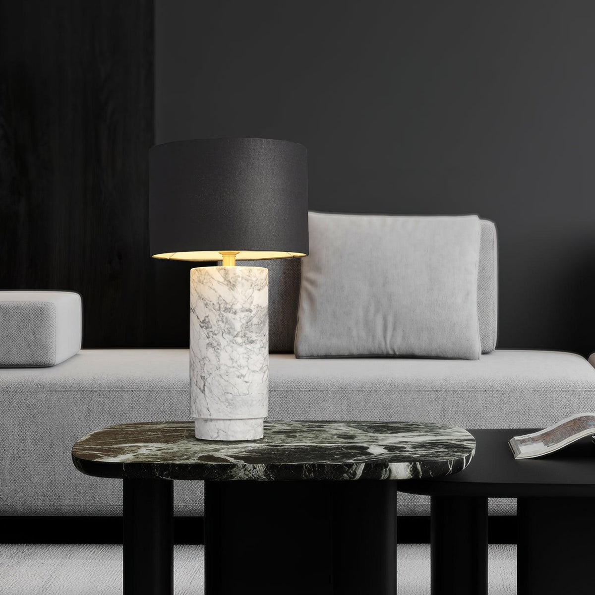 Xavi Marble Fabric Table Lamp