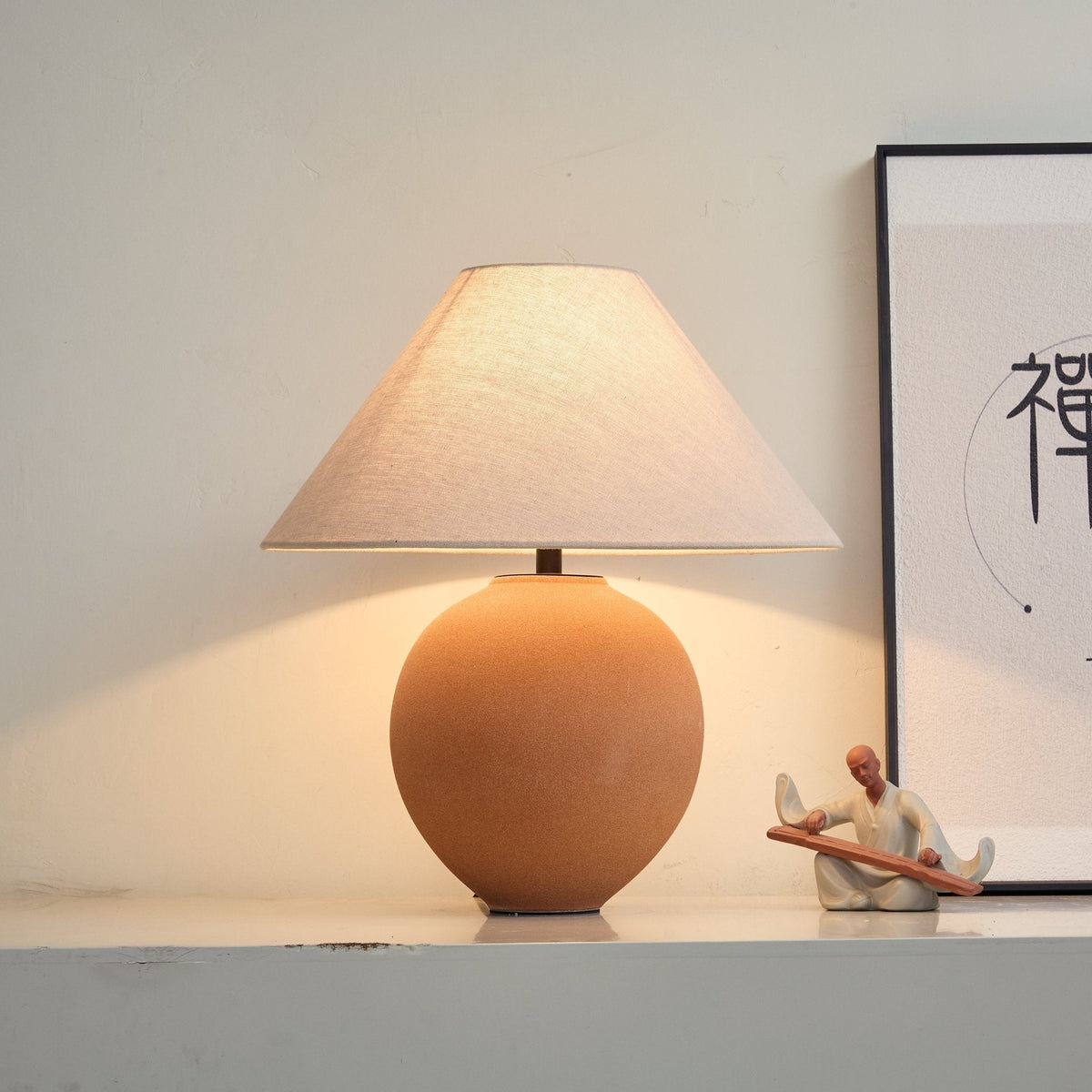 Terracotta Hued Ceramic Table Lamp