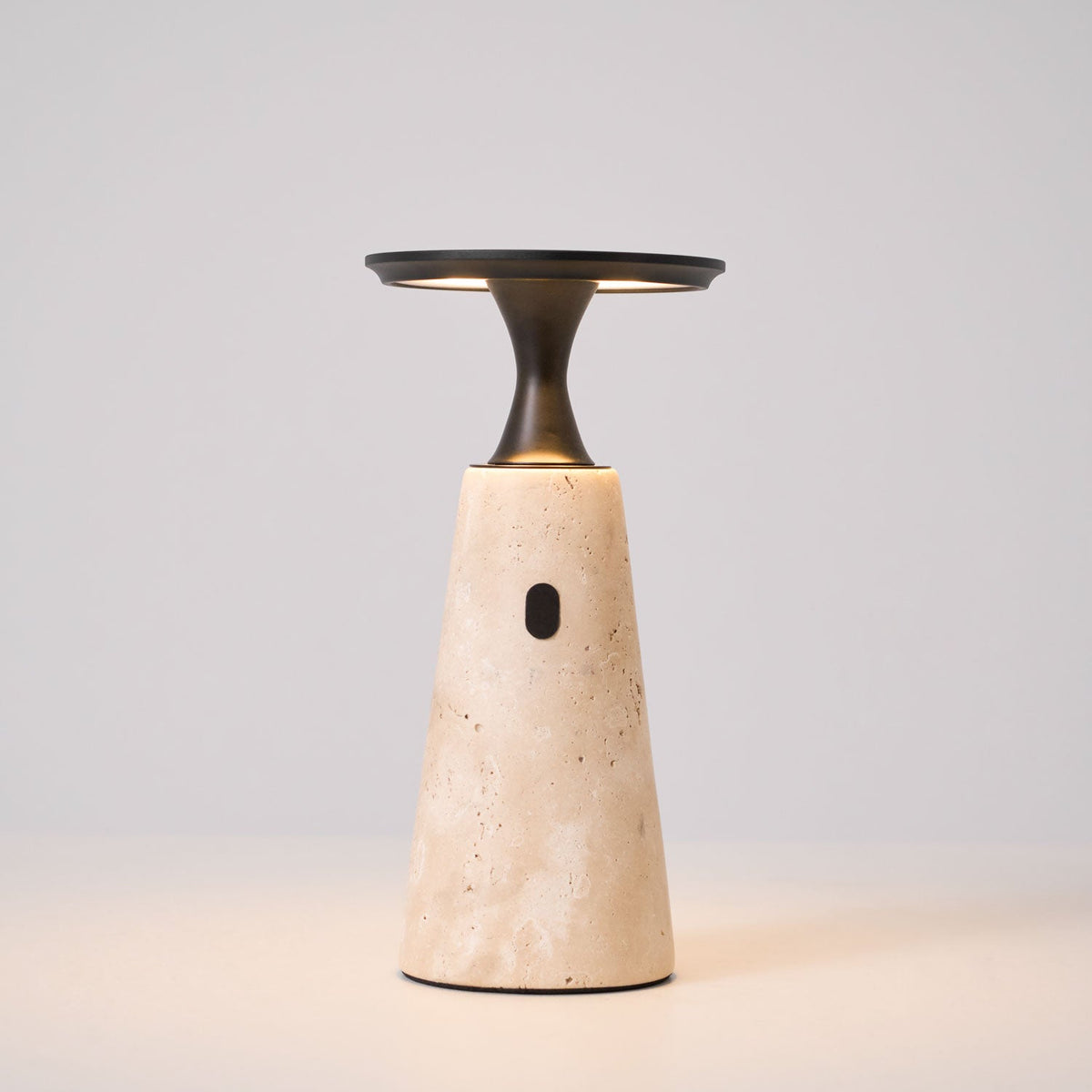 Vespera Sculptural Travertine Table Lamp