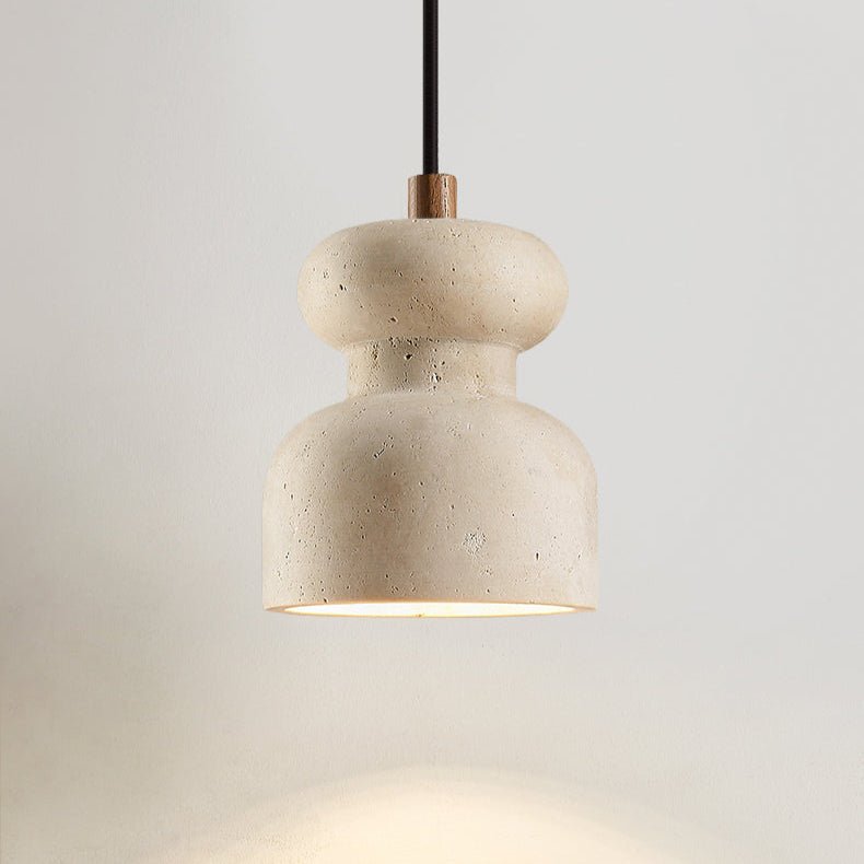 Ansel Textured Travertine Gourd Pendant Light