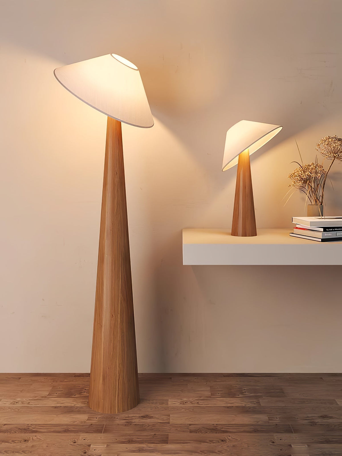 Apex Wooden Tapered Floor Lamp
