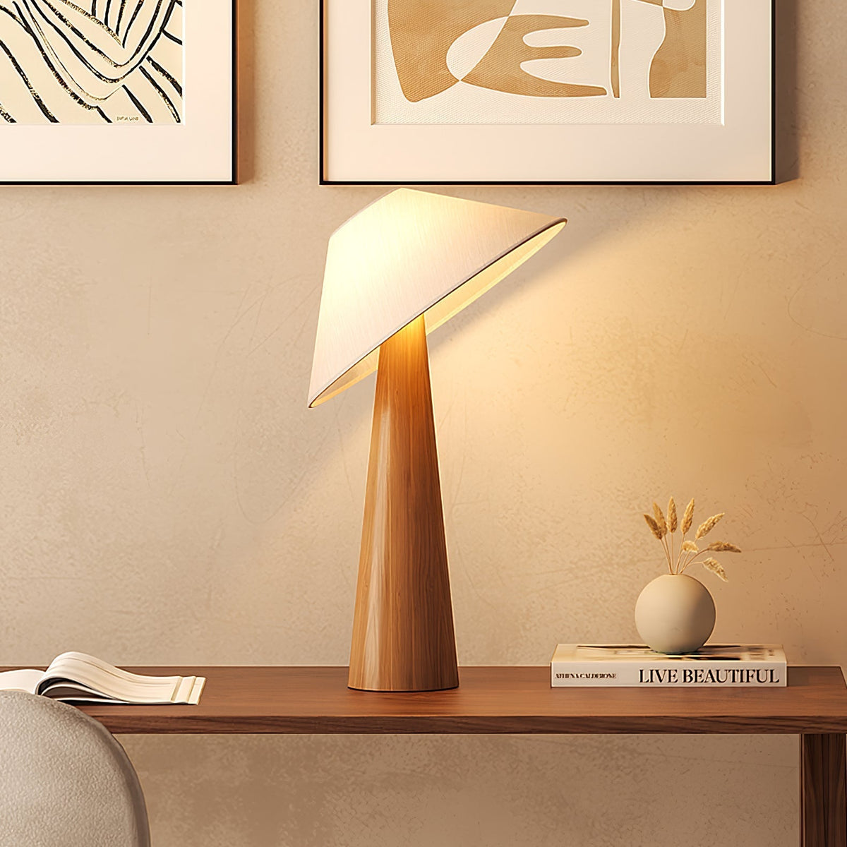 Vosile Sculptural Wood Table Lamp