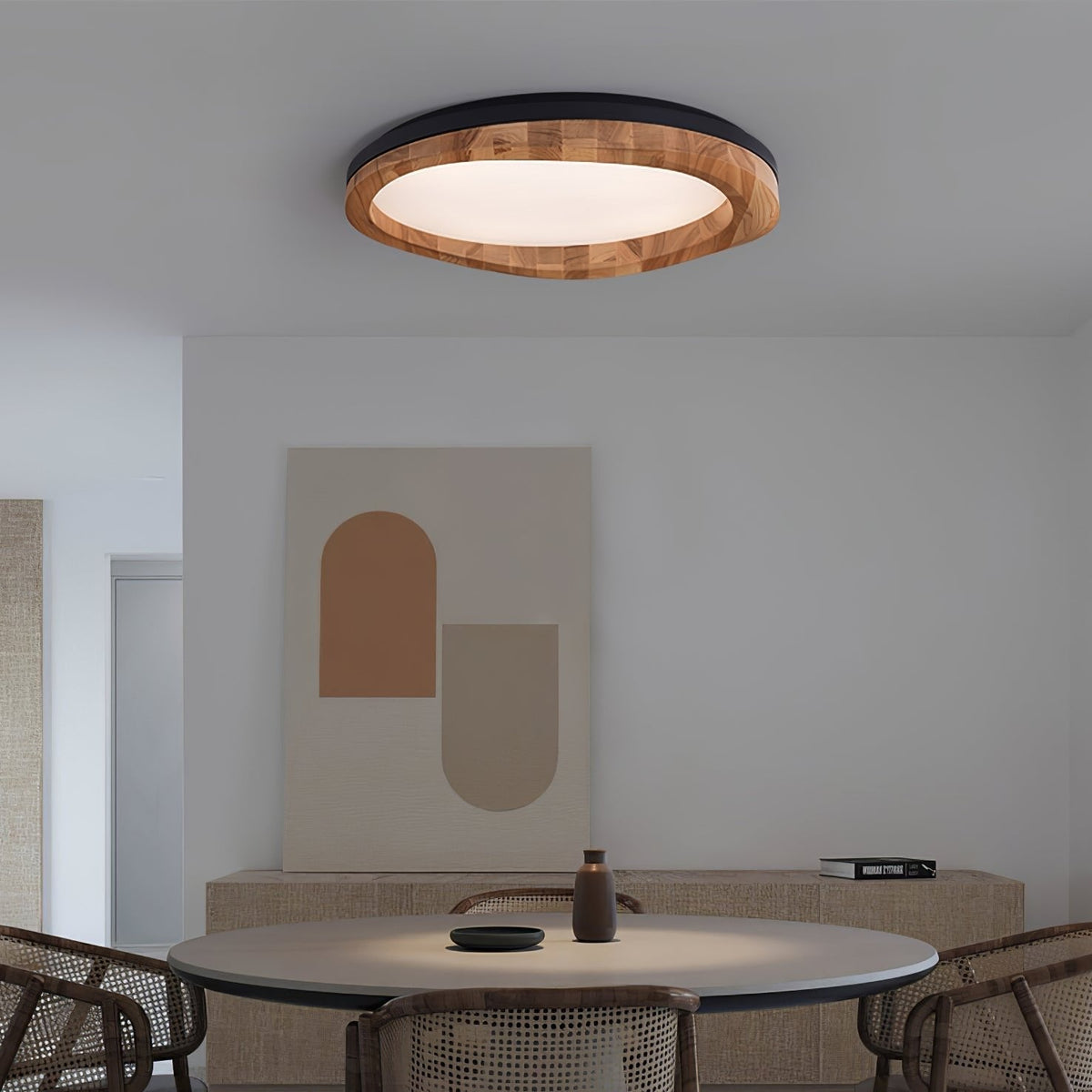 Artalis Walnut Wood Flush Mount