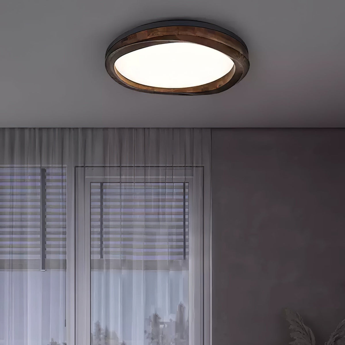 Artalis Walnut Wood Flush Mount
