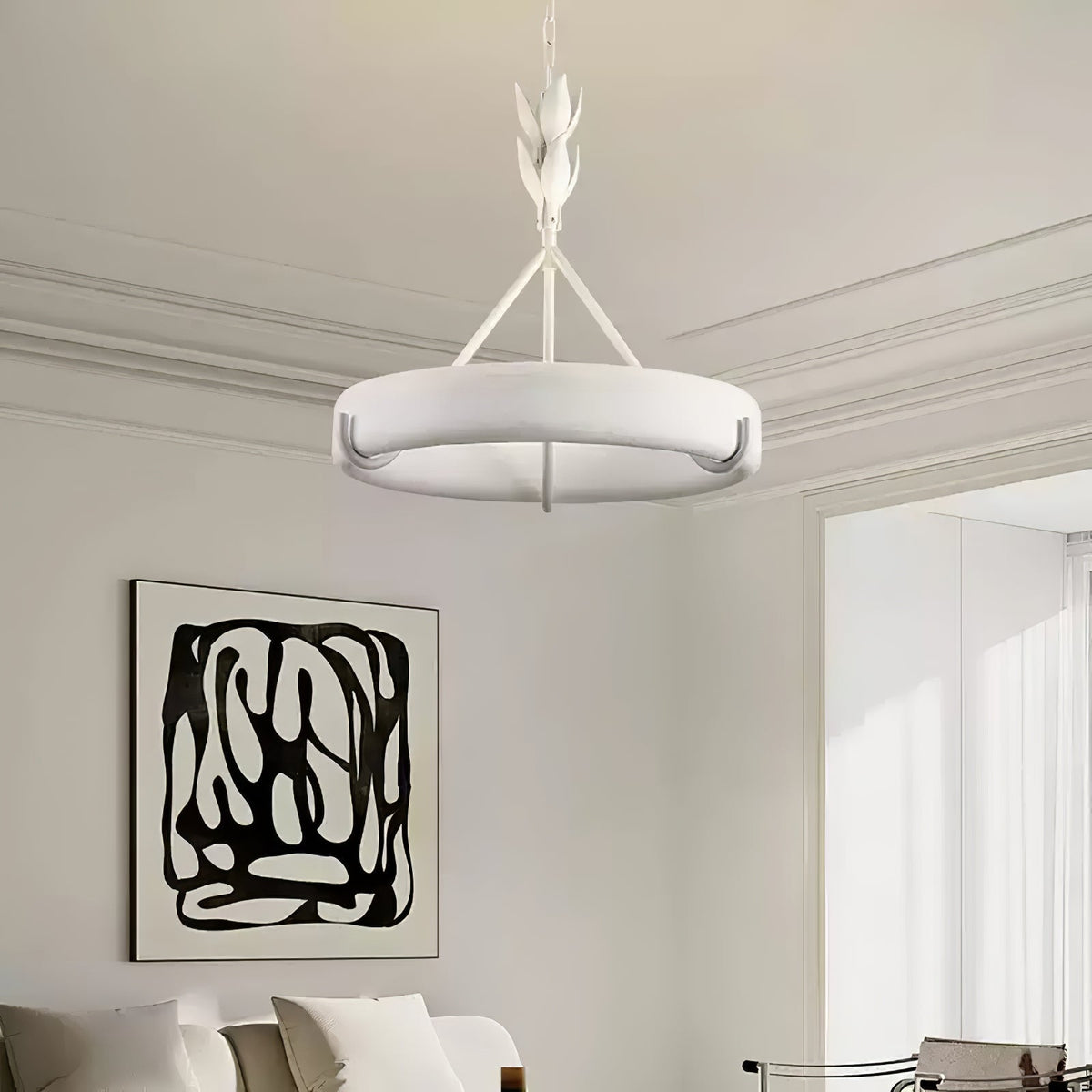 Eixor Chandelier Plaster White Floral Shape Minimalist
