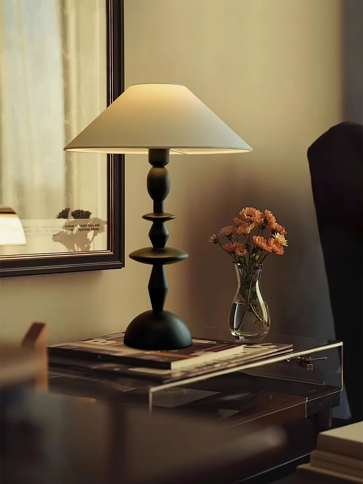 Halenir Wood Fabric Table Lamp