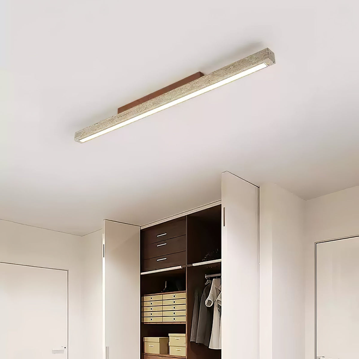 Valinian Minimalist Travertine Linear Ceiling Light