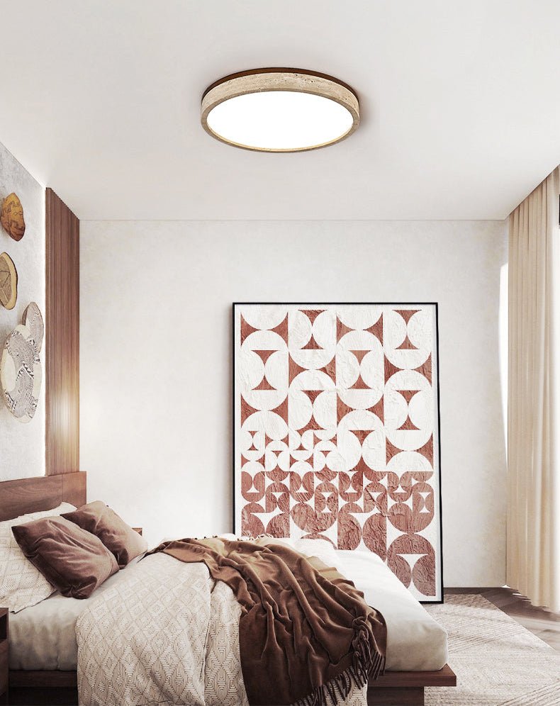 Xoan Glowly Travertine Halo Round Ceiling Lamp