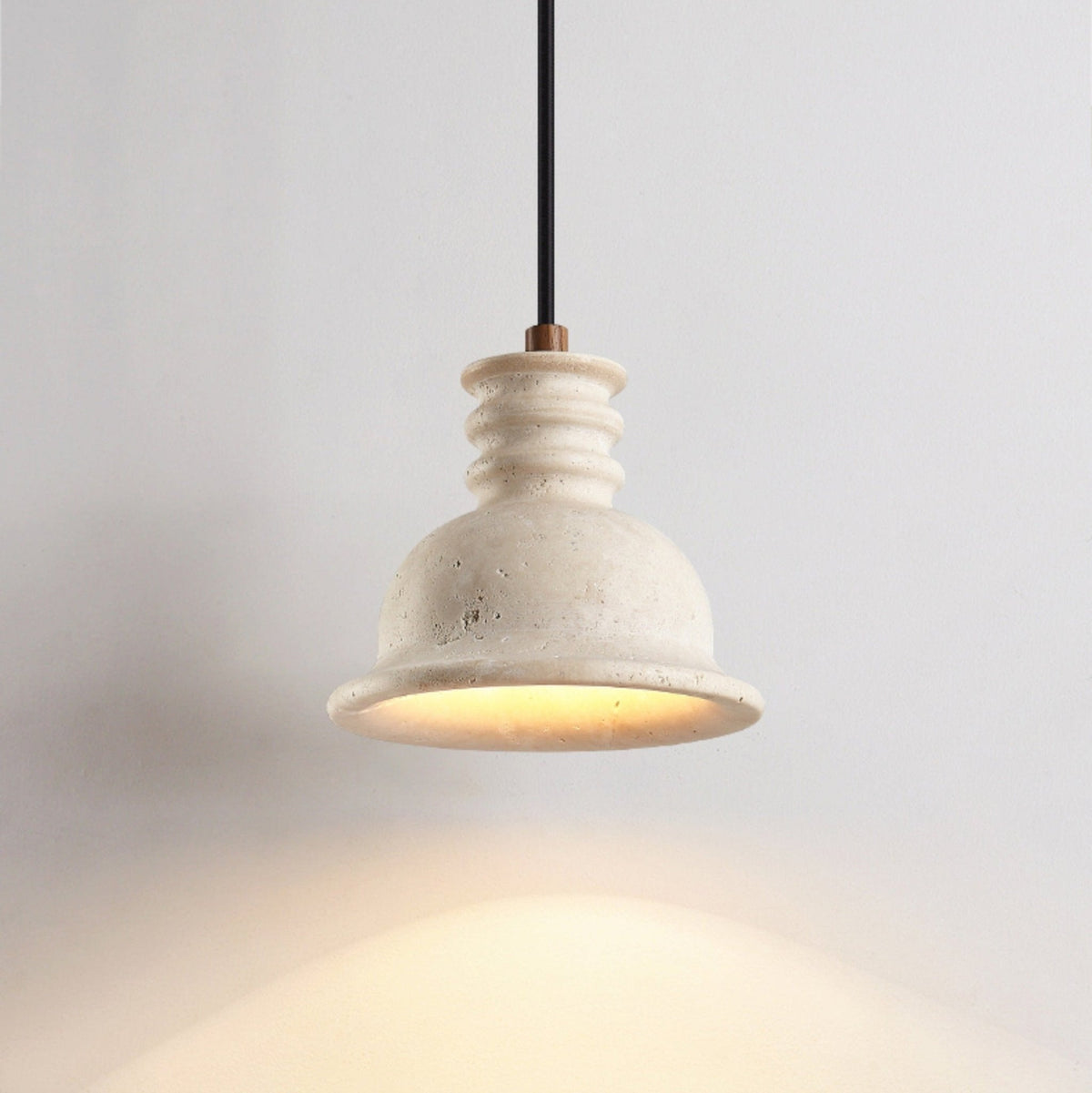 Harrow Travertine Ribbed Dome Pendant Light
