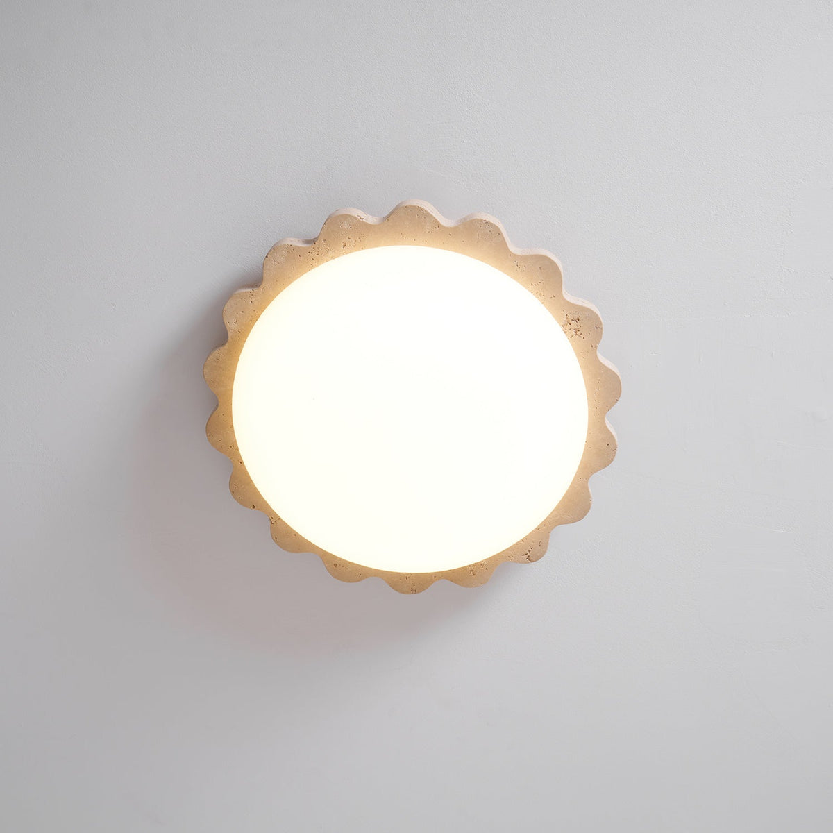 Crestwood Travertine Scallop Edge Ceiling Light
